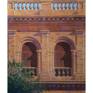 S. M. Fawad, Old City, Karachi, 30 x 36 Inch, Oil on Canvas, Realistic Painting, AC-SMF-219